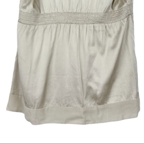 BCBGMaxAzria Satin Deep V Flutter Sleeve Silk Beige Top Size Medium - Picture 5 of 8